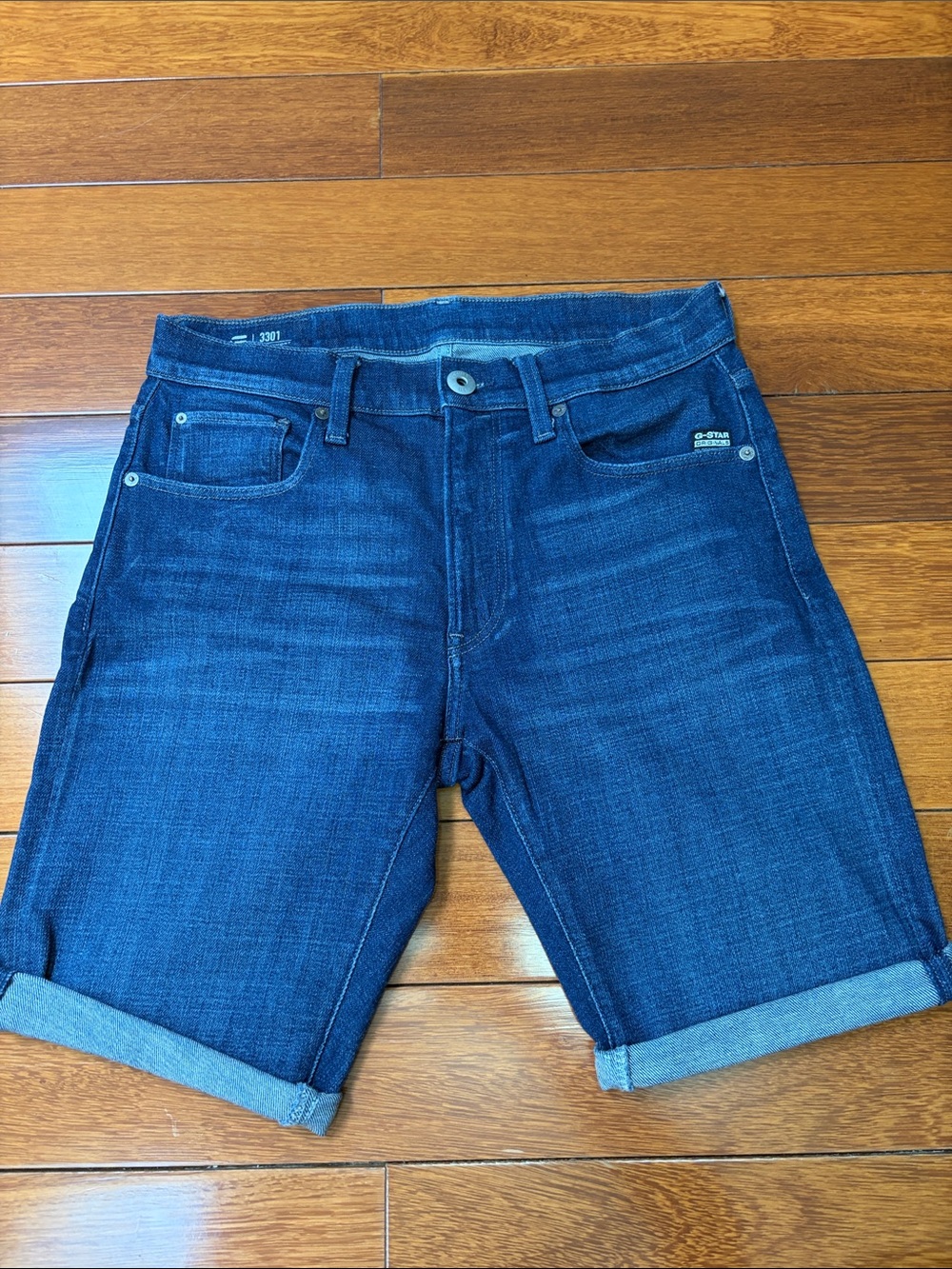 G-Star Raw Indigo Rolled Hem Denim Shorts - Slim fit